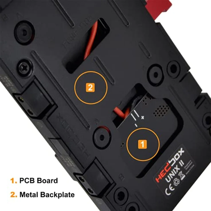 Hedbox Power V-lock Plate UNIX-FX9, Batteriegriff mit 3 D-Tap Ausgängen und USB 5V, Schwarz – Bild 6