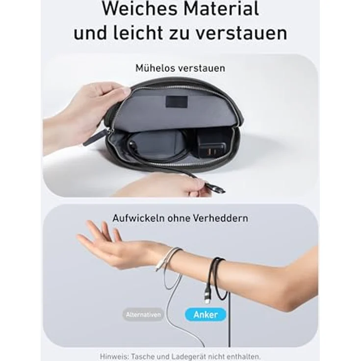 Anker Nano USB C auf USB C Kabel, 240W 0,9m flexibel farbig geflochten, für iPhone 16/16 Pro/16 Plus/16 Pro Max, MacBook Pro/Air, iPad Pro/Air, Galaxy S24 – Bild 3