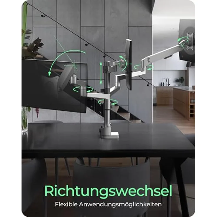 Icy Box IB-MS525-T, Monitorständer mit Tischhalterung für drei Monitore bis 30 Zoll, Silber, ergonomische Höhenverstellung, VESA 75x75mm/100x100mm – Bild 9