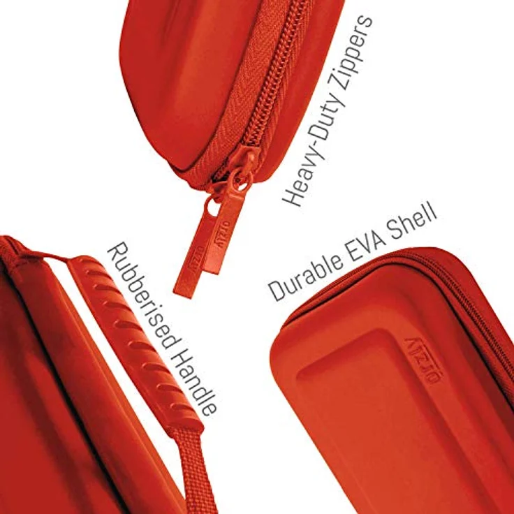 Orzly Tragetasche für Nintendo Switch Lite (2019), Hartschalen Case mit Platz für Konsole und Zubehör, rot – Bild 4