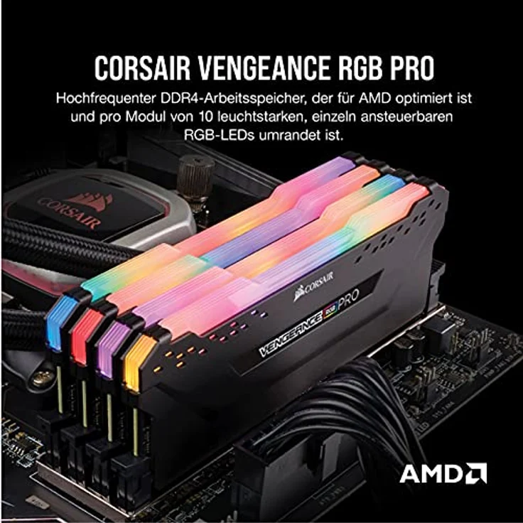 Corsair Vengeance RGB Pro 64GB (2x32GB) DDR4 3200 (PC4-25600) C16 Desktop Memory schwarz - Preisvergleich – Bild 2