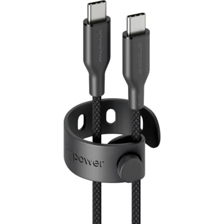 PanzerGlass Racing USB-C to USB-C Kabel, 2 m, USB 2.0, 240 W, robustes und schnelles Ladekabel mit Klettlasche und verwicklungsfreiem Design – Bild 1