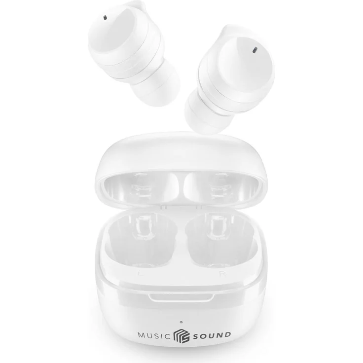 Cellularline Music Sound Flow - V5.3 TWS wireless Bluetooth headphones with charging case (white)