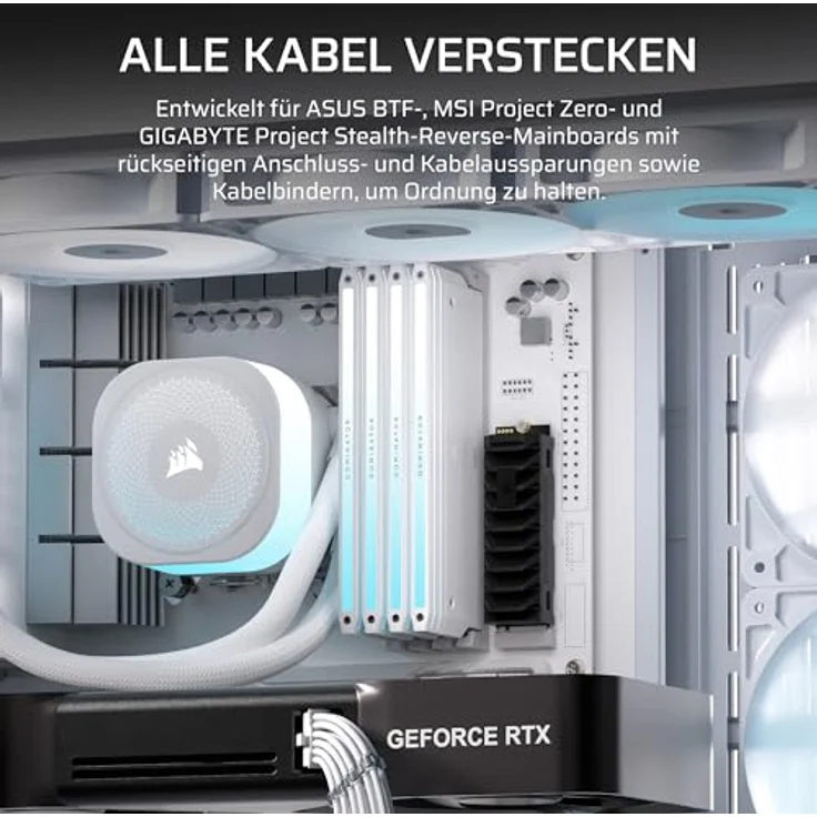 Corsair FRAME 4500X RS-R ARGB White Mid, PC Gehäuse für E-ATX, ATX, Micro-ATX und Mini-ITX, schwarz mit Sichtfenster aus gehärtetem Glas und USB 3.1 Anschluss – Bild 8