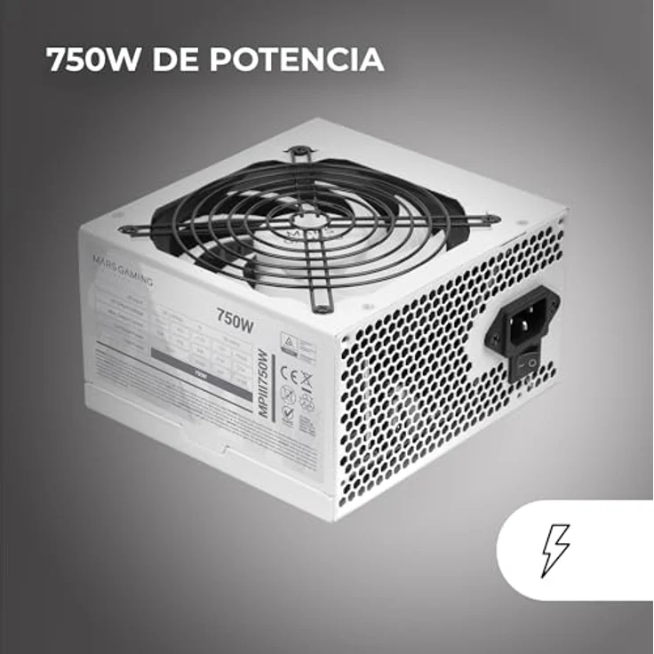 Mars Gaming MPIII750, PC ATX 750W Netzteil, 5 Jahre Garantie, 85% Wirkungsgrad, Digital APFC System, 120mm AI-RPM FDB Lüfter, Weiß – Bild 2