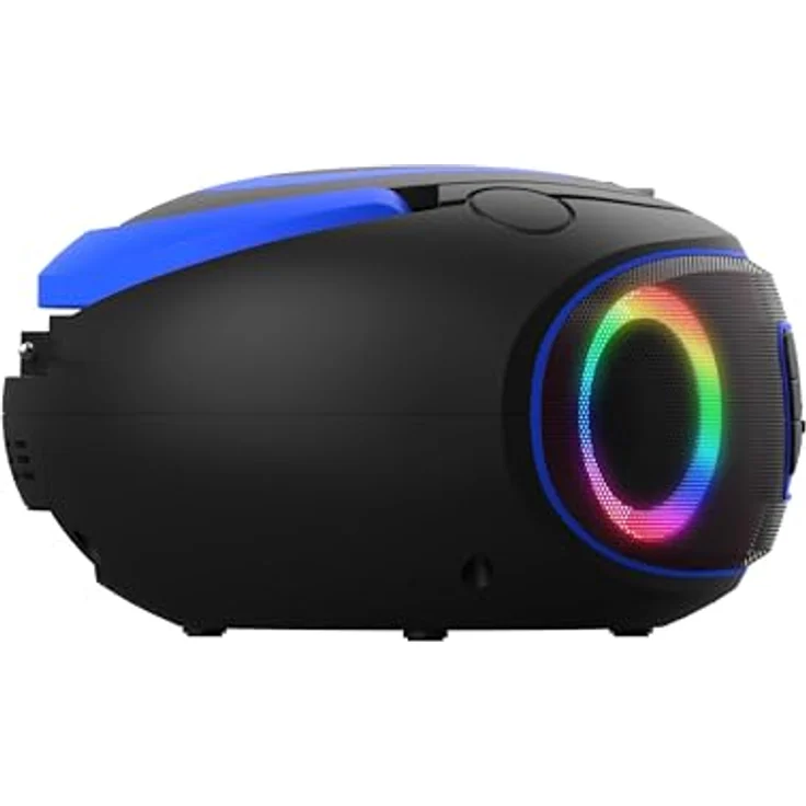 Denver TDB-212 DAB+ Boombox | Retro-Design mit Bluetooth, USB, CD-Player und AUX-Anschluss | Digitalradio DAB+/FM mit LCD-Display und MP3-Wiedergabe | Lichteffekten (Blau) – Bild 3