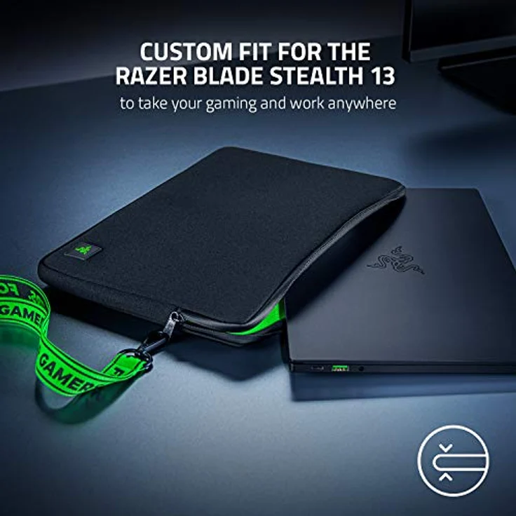 Razer Neoprene Sleeve V2 – Schutzhülle für Notebooks und Laptops bis zu 13,3 Zoll (33,8 cm): Außen robust, ideal für Blade Stealth 13, wasserdicht, Ultra dünn, flach - Schwarz – Bild 3