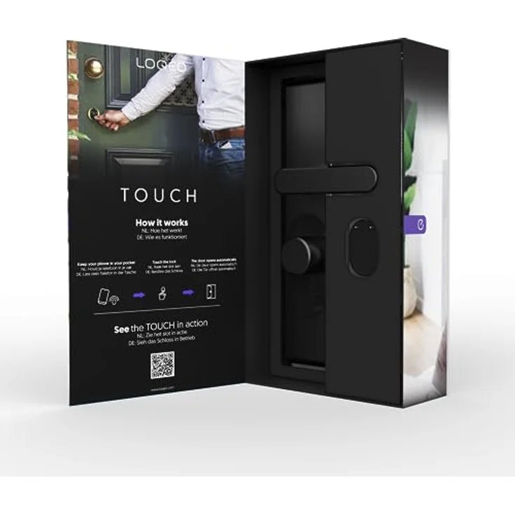 LOQED Touch Smart Lock Türschloss Schwarz - Elektronisches Türschloss Haustür - 256 bit Verschlüsselung - Smart Home Haustürschloss + Smartphone App - Smartes Türschloss Elektrisch – Bild 4