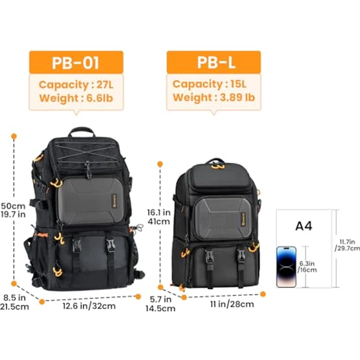 TARION Kamerarucksack Fotorucksack Groß 2-in-1, 27 Liter mit extra Kameratasche für Spiegelreflex D-SLR, wasserabweisend, schwarz – Bild 2