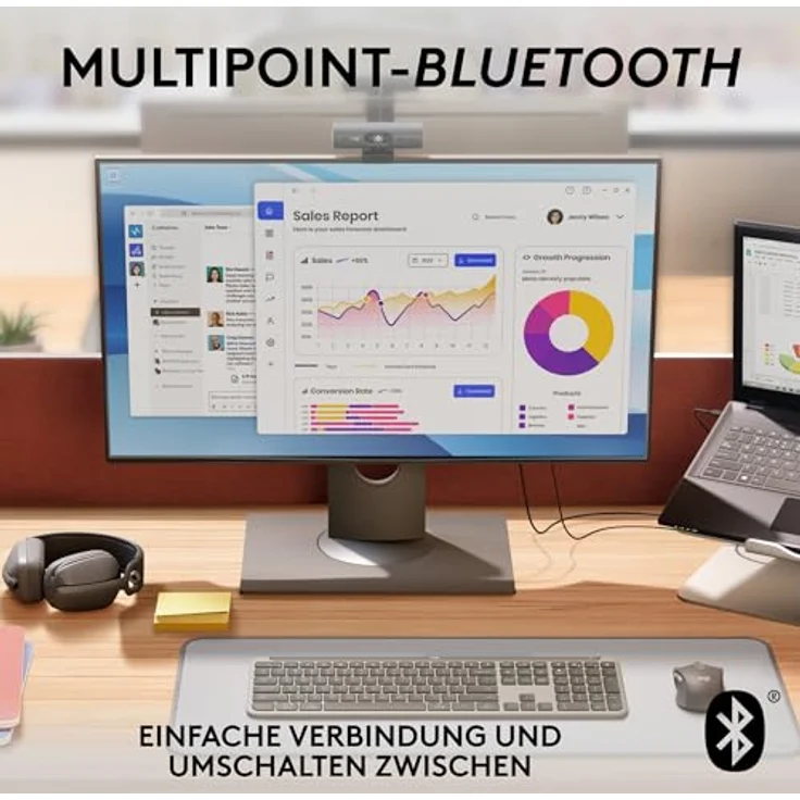 Logitech Zone Vibe Wireless, Bluetooth-Kopfhörer mit Geräuschunterdrückung, Microsoft Teams zertifiziert, Graphit – Bild 5