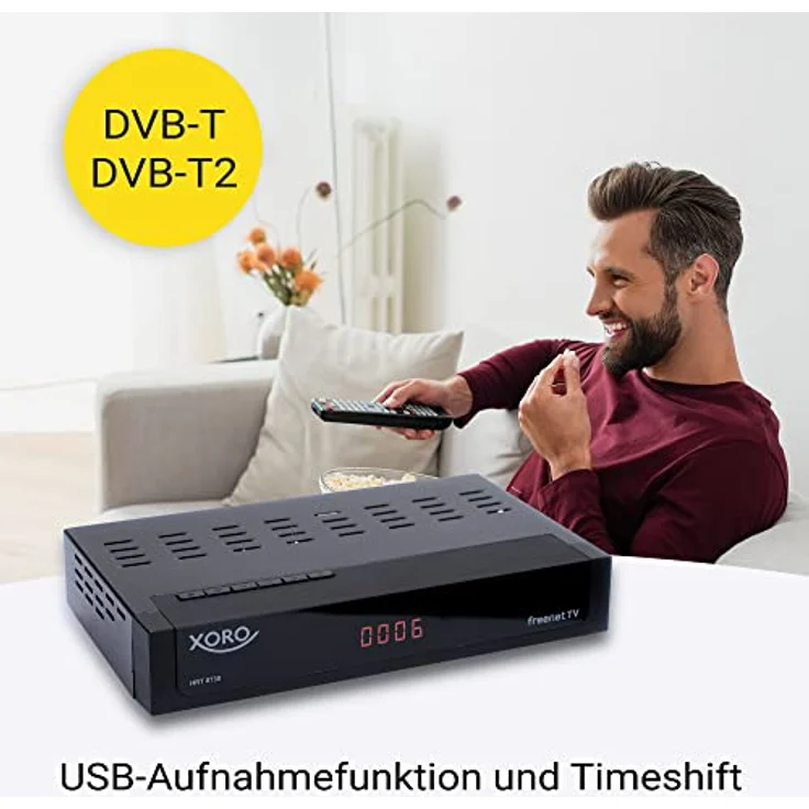 XORO HRT 8730 Hybrid - DVB-C/T2 Combo Receiver, USB Mediaplayer, PVR Ready, Timeshift, integriertes Irdeto-Zugangssystem für Freenet TV und 6 Monate Guthaben - Preisvergleich – Bild 4