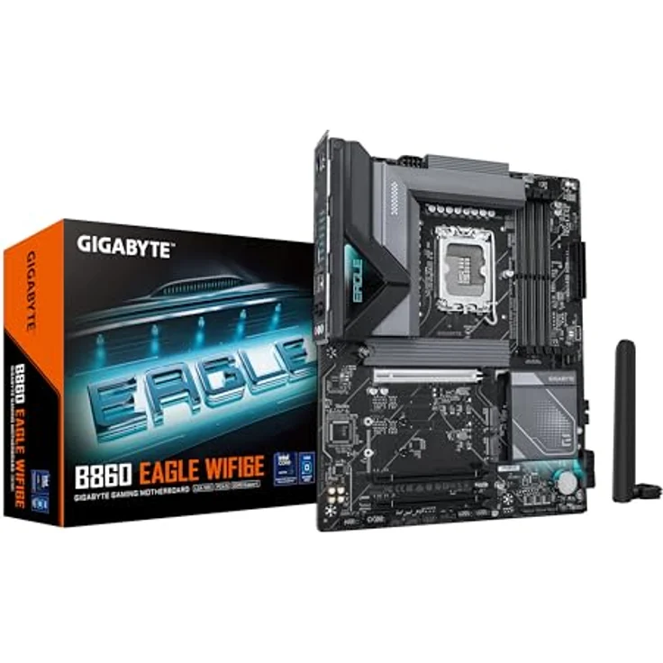 Gigabyte B860 Eagle WIFI6E Mainboard - Intel Core Ultra CPUs, 12+1+2+1 Phasen VRM, bis zu 9066MHz DDR5, 1xPCIe 5.0 + 2xPCIe 4.0 M.2, 2,5 GbE LAN, WiFi 6E, USB 3.2 Gen 2x2 - Twin Hybrid 12+1+2+1 Phasen 50A PPAK VRM, schwarz – Bild 1