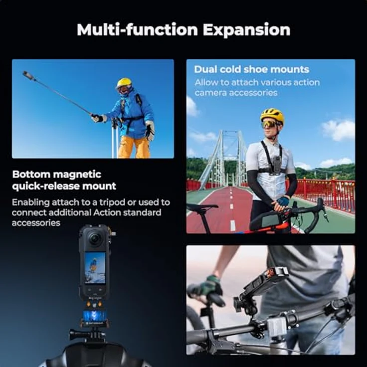 K&F CONCEPT Käfig Kamerakäfig für Insta360 X5, Aluminiumlegierung mit 1/4" Schraubenlöchern und Zubehörbefestigung – Bild 4