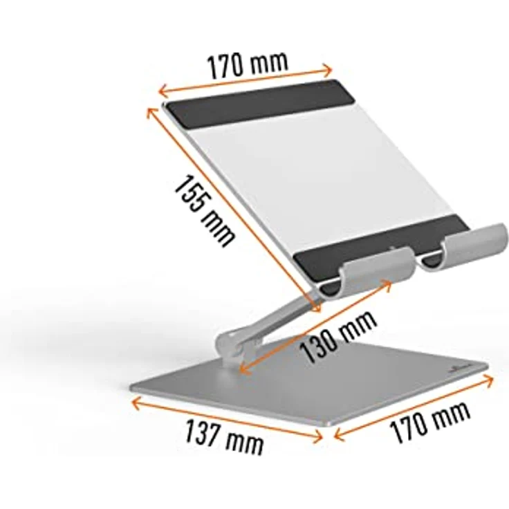 Durable Tischständer für Tablet/Smartphone, stufenlos höhen- und winkelverstellbar, faltbar, silber, 894023 – Bild 4