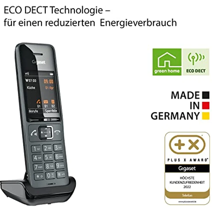Gigaset COMFORT 520HX – DECT-Mobilteil mit Ladeschale – Elegantes Schnurloses Telefon für Router und DECT-Basis – Fritzbox-kompatibel, beste Audioqualität mit Freisprechfunktion, titanium-schwarz – Bild 5