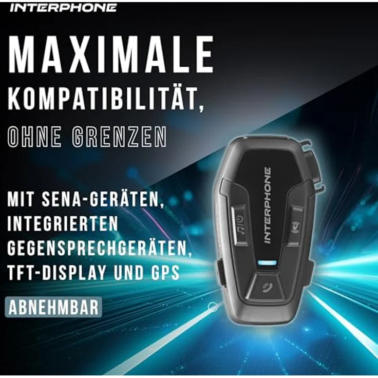 Interphone U-COM 7R, Helmkommunikationssystem mit Bluetooth 5.2, 15 h aktive Gesprächszeit, schwarz – Bild 5