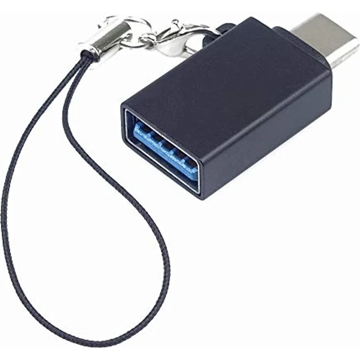 PremiumCord Adapter USB-C auf USB 3.0, OTG, USB 3.1 Typ C Stecker, USB 3.0 Typ A Buchse, schwarz mit Öse zum Aufhängen, kur31-18