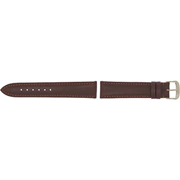 SELVA Uhrenarmband, Leder-Ersatzarmband für Smartwatch, 24 mm, Mokka mit silberner Schließe, Made in Germany – Bild 2
