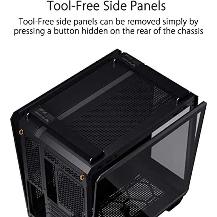 ASUS TUF Gaming GT502 Plus TG ARGB Black PC-Gehäuse für Gaming-PC, Mid ATX, Dual-Kamera, werkzeuglose Seitenplatten, USB 3.2 Gen2 Typ-C, 4 vorinstallierte ARGB-Lüfter, Schwarz – Bild 4