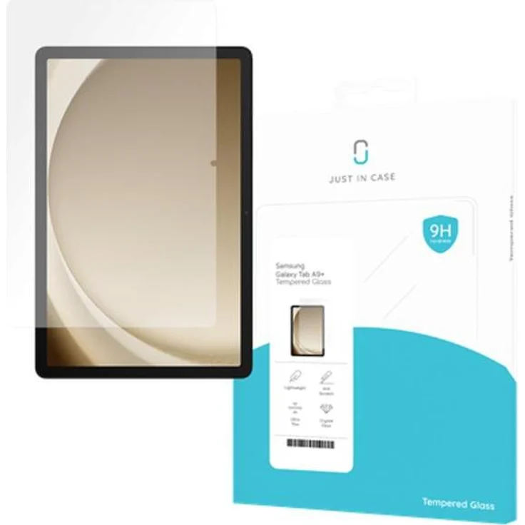 Just in Case Gehärtetes Glas Clear Displayschutzfolie für Samsung Galaxy Tab A9+ - 1 Stück, transparente Tablet Schutzfolie, kratzfest und schützend