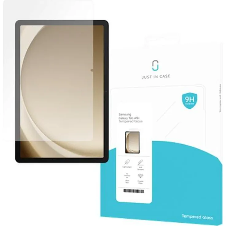 Just in Case Gehärtetes Glas Clear Displayschutzfolie für Samsung Galaxy Tab A9+ - 1 Stück, transparente Tablet Schutzfolie, kratzfest und schützend