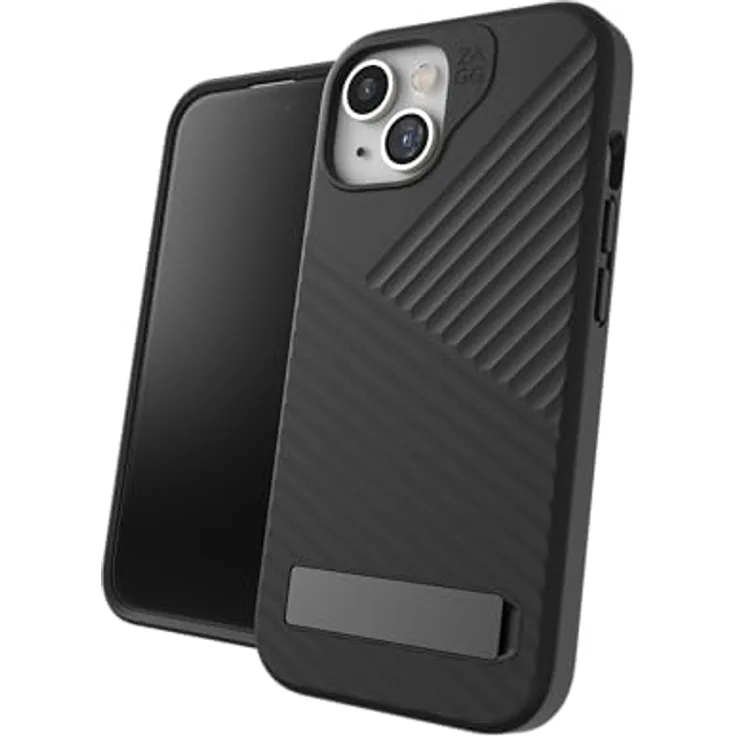 ZAGG Denali Snap iPhone 15 Hülle mit Ständer für Telefon – Fallschutz (5 m), zweilagige strukturierte Handyhülle für iPhone 15, rutschfestes Design, MagSafe Phone Case Schwarz