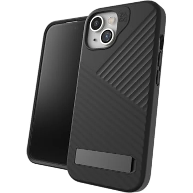 ZAGG Denali Snap iPhone 15 Hülle mit Ständer für Telefon – Fallschutz (5 m), zweilagige strukturierte Handyhülle für iPhone 15, rutschfestes Design, MagSafe Phone Case Schwarz – Bild 1
