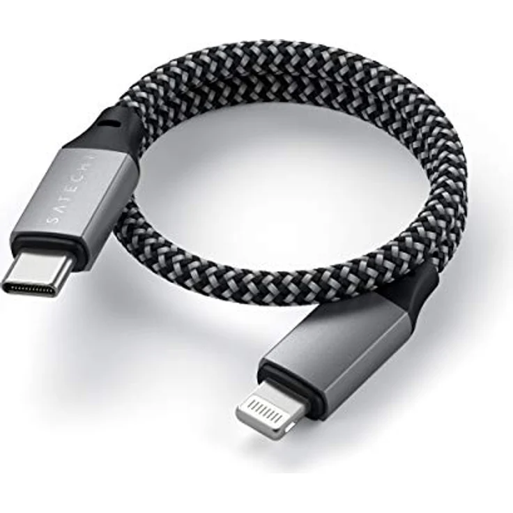 Satechi USB-C zu Lightning Kabel, 25 cm, strapazierfähig mit Nylonummantelung, Schwarz/Grau – Bild 6