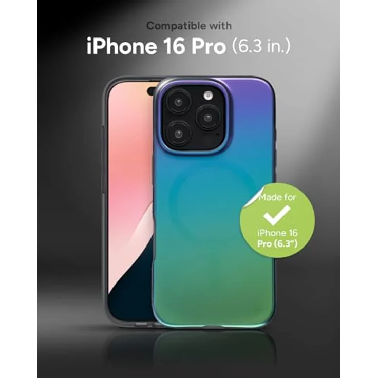 ZAGG Milan Snap, Graphen-verstärkte Handyhülle für iPhone 16 Pro [6.3-Inch], MagSafe-kompatibel, stoßfest, schlankes Design, Rabenfeder schwarz – Bild 2