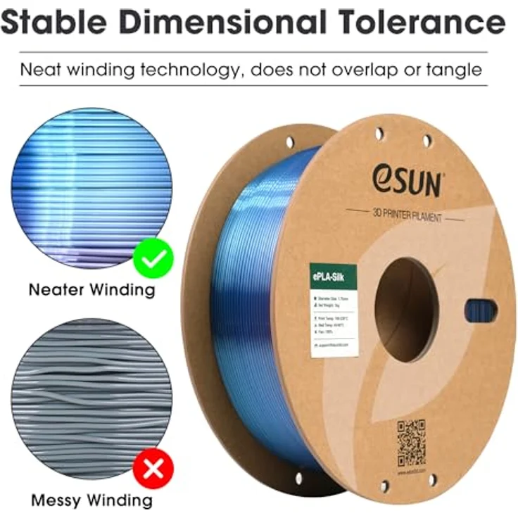 eSUN Silk Rainbow PLA Filament 1.75mm, Silky Multicolored 3D Drucker Filament, Farbverlauf wechselnd, 1KG Spule (2.2 LBS) für 3D Drucker, Kosmos Regenbogen – Bild 3