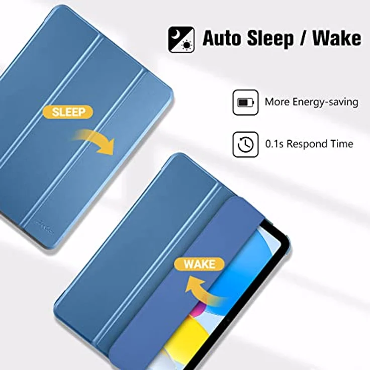 ProCase Hülle für iPad A16 11" 2025 & iPad 10. Gen 10,9" 2022, ultradünne Hartschutzhülle mit Smart Cover und Auto Wake/Sleep, blau – Bild 5