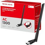 Mercusys MA30H AC1300 High Gain USB WLAN Stick Adapter mit Antennen, Dualband-Geschwindigkeit bis zu 867 Mbit/s, Kompatibel mit Windows 11/10 (32/64 bit)