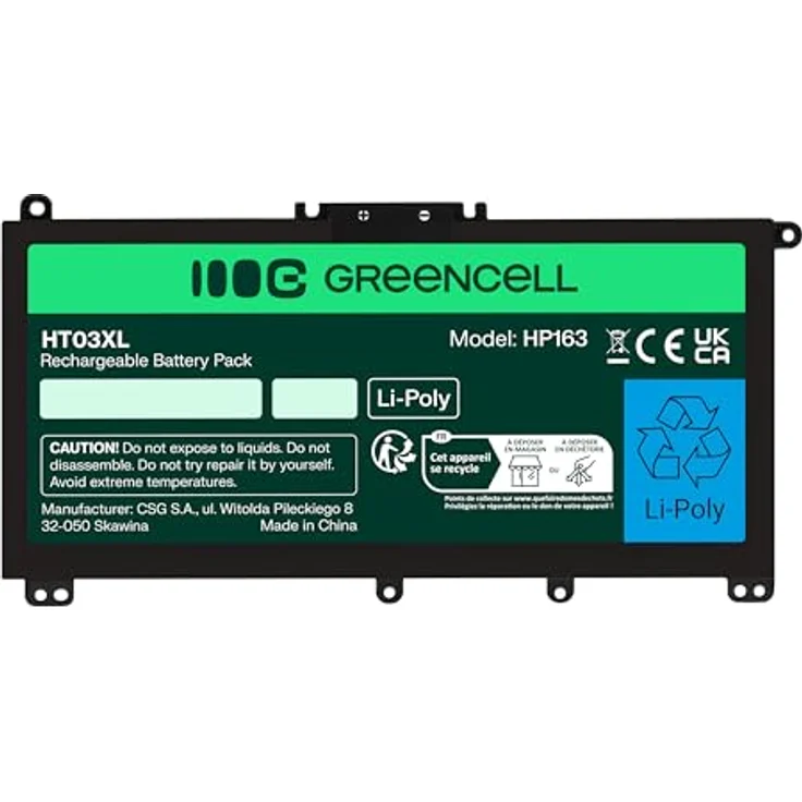 Green Cell Laptop-Batterie HT03XL, Lithium-Polymer, 3550 mAh, 3 Zellen, Schwarz, für HP 240 G7, 245 G7, 250 G7, 255 G7 Notebooks – Bild 3