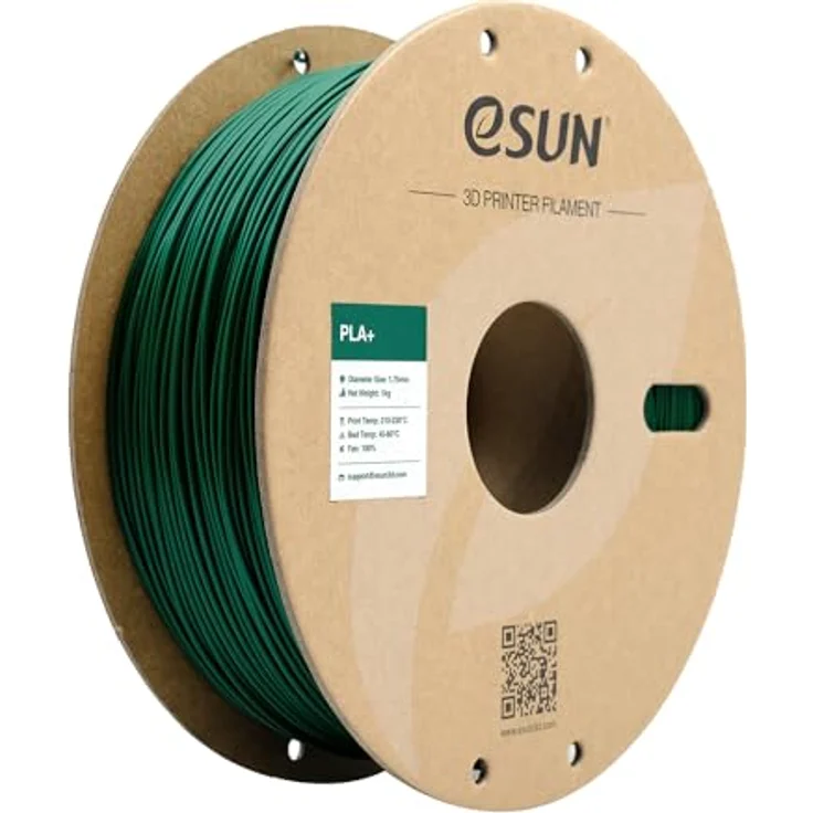 eSUN PLA+ Filament 1.75mm, 1kg Spule, hohe Maßgenauigkeit +/- 0.03mm, grün, kompatibel mit FDM 3D Druckern – Bild 1