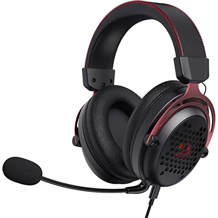 Redragon H386 kabelgebundenes Gaming-Headset - 7.1 Surround Sound - 53MM Audio-Treiber Memory Foam-Ohrpolstern mit strapazierfähigem Stoffbezug - Multiplattform-Kopfhörer - USB-Anschluss für PC/PS4/NS - Schwarz