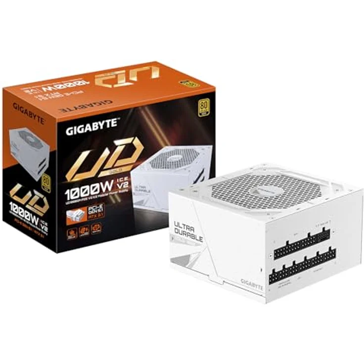 Gigabyte GP-UD1000GM PG5 ICE, 1000W PC Netzteil mit fortschrittlichen Schutzmechanismen, Weiss – Bild 1