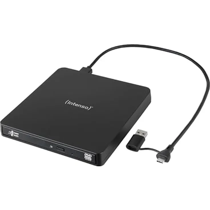 Intenso EOD 400D Slim, externes CD/DVD Laufwerk mit USB 3.2, für Laptop, Desktop PC, iMac, MacBook, Schwarz, inkl. Ashampoo Burning Studio