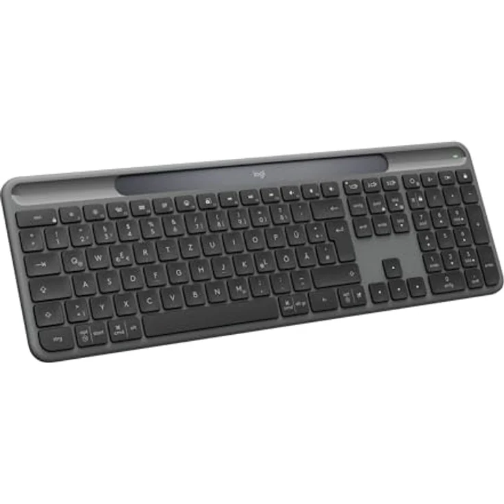 Logitech Slim Solar+ Keyboard (DE, kabellos), kompakte Tastatur mit Solarenergieversorgung, Schwarz – Bild 1