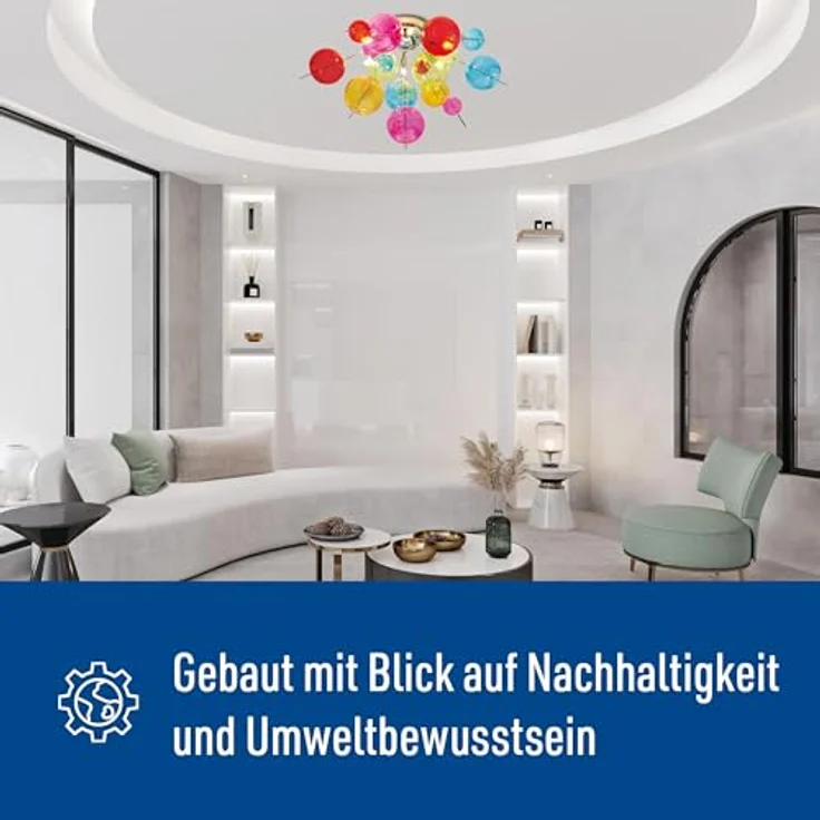 Näve Leuchten C, Deckenleuchte "eXplosion", Metall, 20 W, G4, 57 x 57 x 38 cm, Chrom - dimmbar, für LED Leuchtmittel geeignet, Echtglas Kugeln – Bild 5