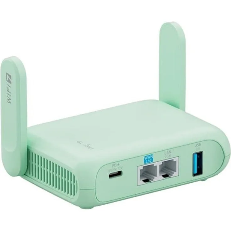 GL.iNet Beryl 7 (GL-MT3600BE), Wi-Fi 7 Reiserouter mit 3,570 Mb/s, 512 MB RAM, USB-C Power Delivery, kompakt