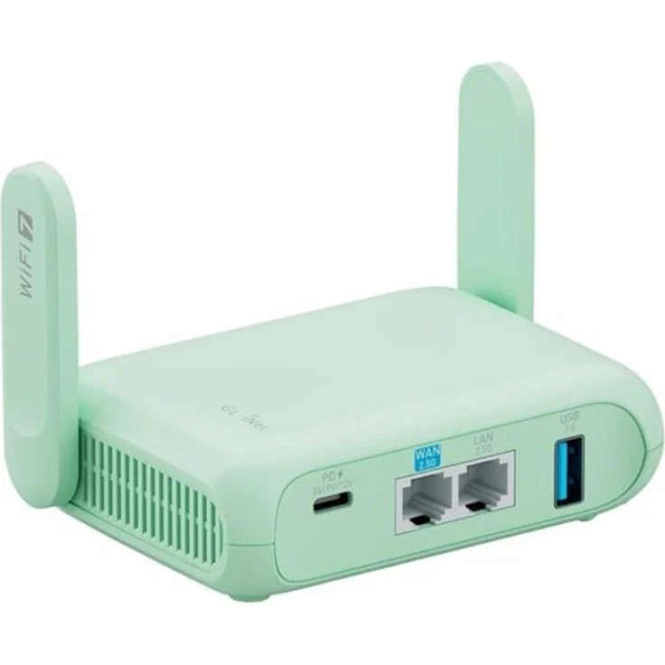 GL.iNet Beryl 7 (GL-MT3600BE), Wi-Fi 7 Reiserouter mit 3,570 Mb/s, 512 MB RAM, USB-C Power Delivery, kompakt