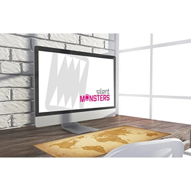 Silent Monsters Gaming und Office Mauspad Größe XXL (90 x 40 cm) Design: Brown Global Map – Bild 3