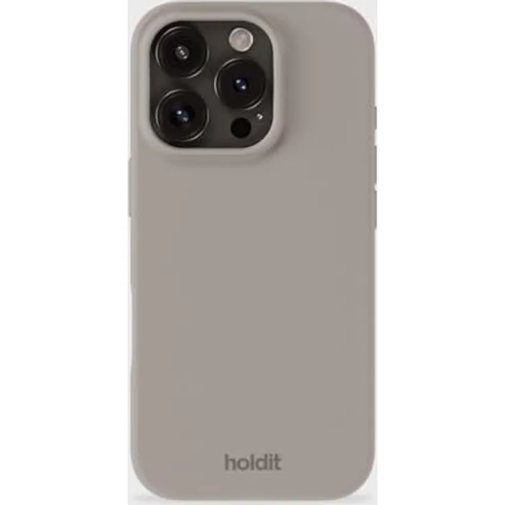 holdit Silikonhülle iPhone 16 Pro - 0,8mm Ultra dünn Handyhülle Silikon - Trendy Slim Silicone case mit Voller Schutz (erhöhte Kante für Kameraschutz) - Taupe