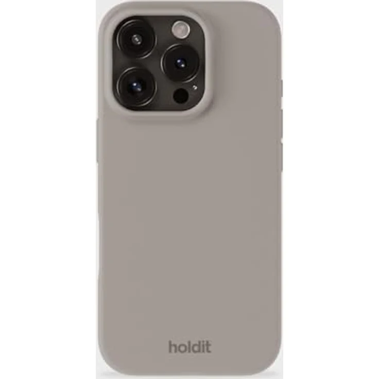 holdit Silikonhülle iPhone 16 Pro - 0,8mm Ultra dünn Handyhülle Silikon - Trendy Slim Silicone case mit Voller Schutz (erhöhte Kante für Kameraschutz) - Taupe – Bild 1