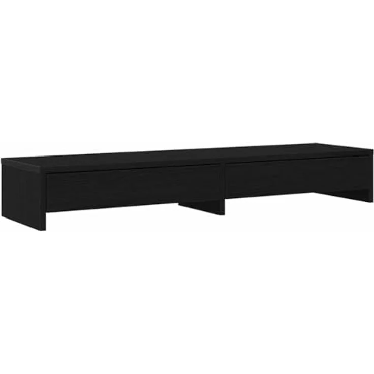 vidaXL Monitorständer mit Schubladen, schwarz in Eichen-Optik, 100x27x15 cm, Monitorerhöhung und Schreibtischaufsatz mit reichlich Stauraum – Bild 1