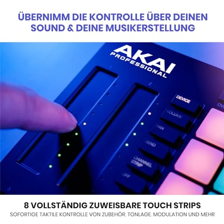 Akai Professional APC64 Ableton MIDI Controller mit 8 Touch Strips, Step Sequencer, 64 anschlagsdynamische RGB-Pads, CV Gates, MIDI In/Out, USB-C – Bild 3