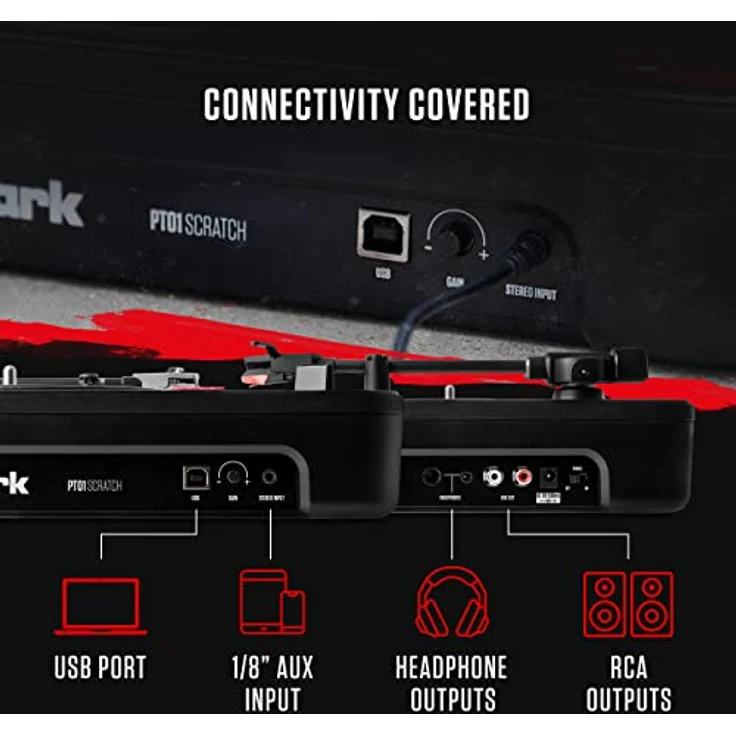Numark PT01 Scratch, Plattenspieler, Rot, Schwarz – Bild 6