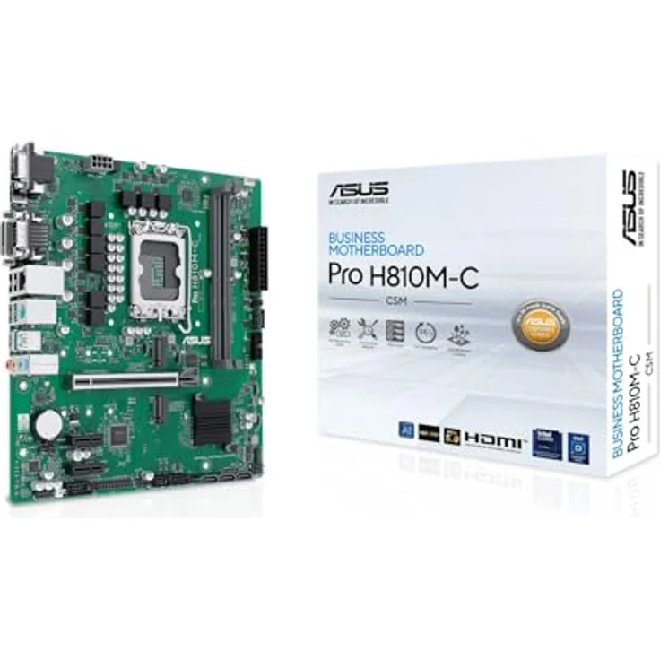 ASUS PRO H810M-C-CSM, Mainboard mit DDR5, 2x M.2, DP, HDMI, DVI, VGA, Intel H810, ATX – Bild 1