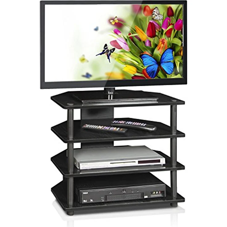 Furinno TV-Schrank mit 4 Ablageflächen, holz, Schwarz, 37.08 x 60.2 x 58.93 cm – Bild 3