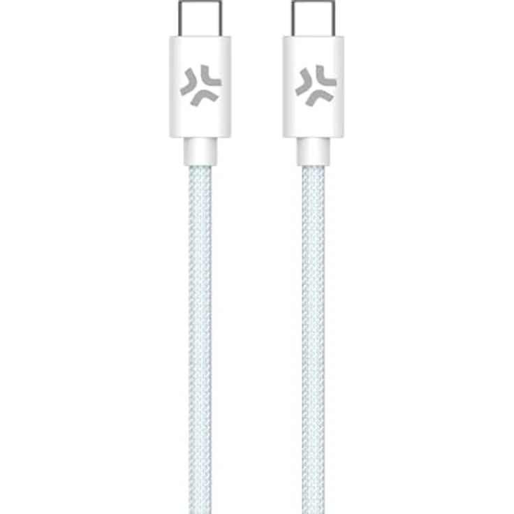 Celly USB-C > USB-C Baumwollgeflechtkabel 1,5 Meter Blau - Schnellladung bis zu 100 Watt, auch für iPhone 15 geeignet – Bild 2